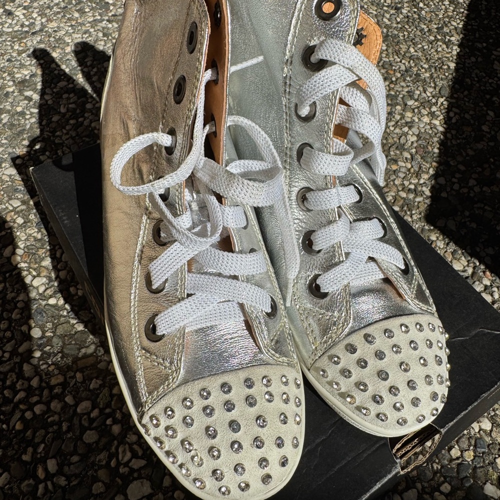 Brand New! Silver and Gold Studded Women's Sneakers